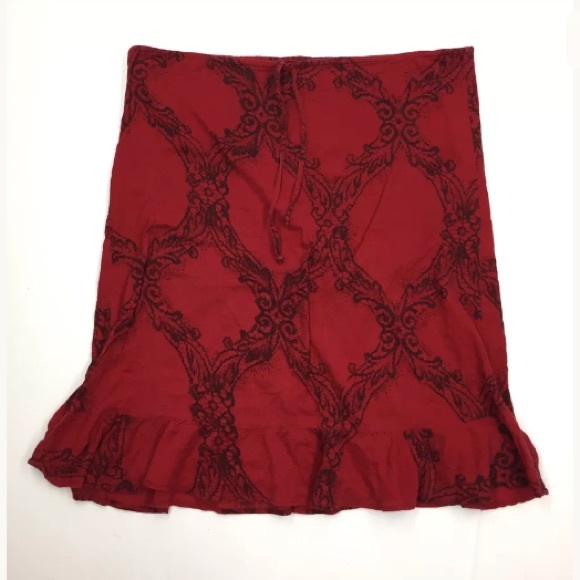 Free People Dresses & Skirts - Free People Maroon Red Drawstring Boho Skirt